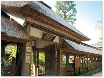 茅葺き屋根の総門